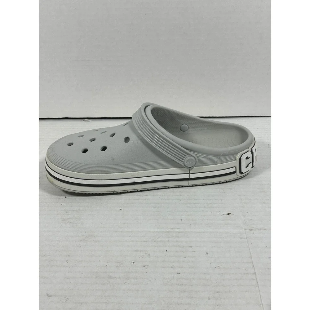 Crocs Crocband Logo Mania Clogs Light Grey Mens 9 Womens 11 Platform Sandals